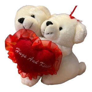 Wishpets Hugs‎ Kisses Heart Teddy Bears John Gigi Love Valentine’s Day 7” Cream